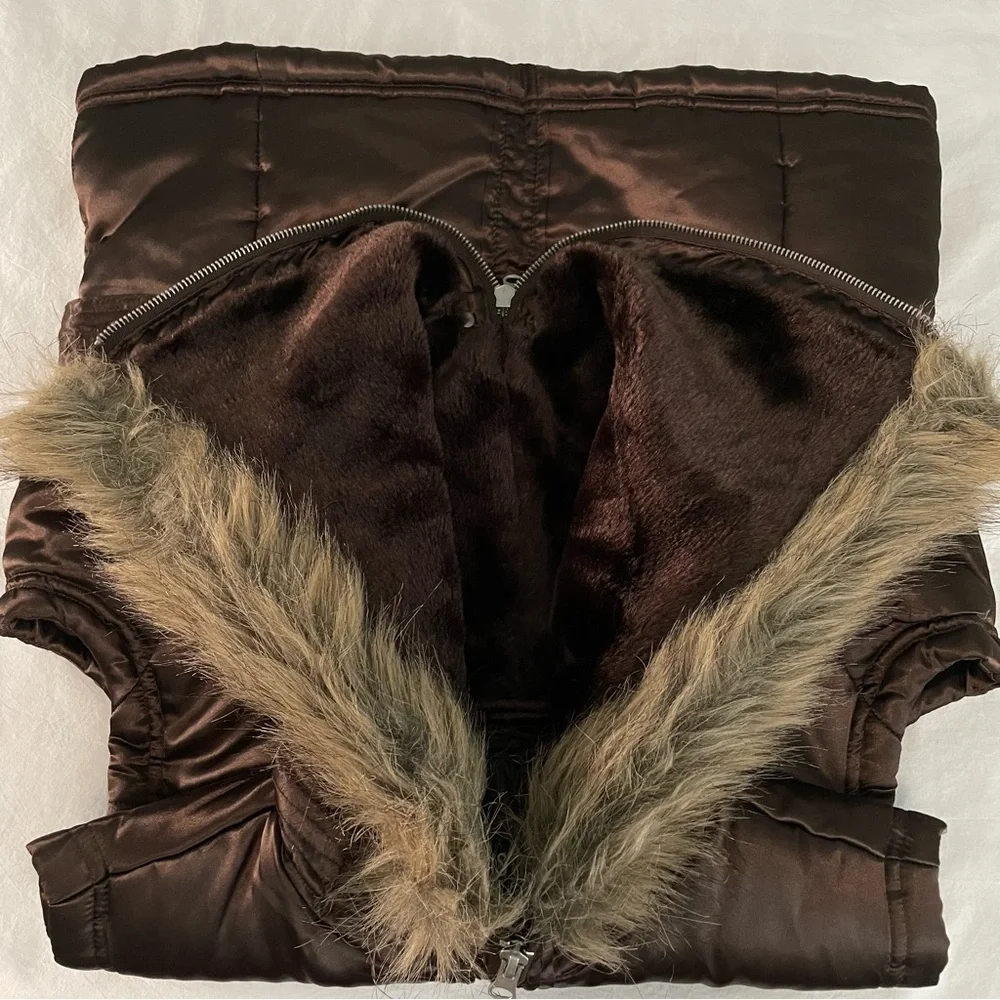 Christin Michaels Girls Vest with Faux Fur Zip Hood and Waist Belt (size: L)